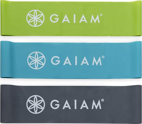 Gaiam Restore Loop Band Kit,Set of 3, Light, Medium,Heavy Lower Body Loop Resistance Bands for Legs and Booty Exercises & Workouts,15"x 4"Bands