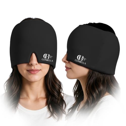 Migraine Relief Cap, Soothing Headache Ice Face Mask Products - color: Black
