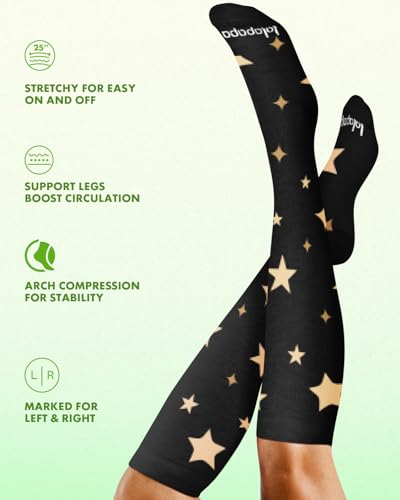 Bamboo Viscose Compression Socks for Women Men - color: Moon and Stars, size: Small-Medium