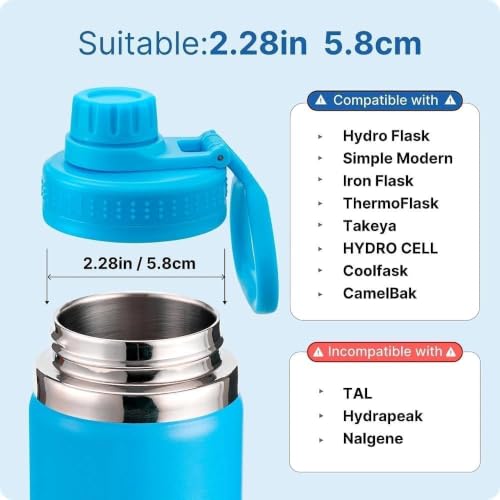 Spout Lid for Hydro Flask 12 16 18 20 32 40 64oz Wide Mouth Bottle - color: Sky Blue 2 pack