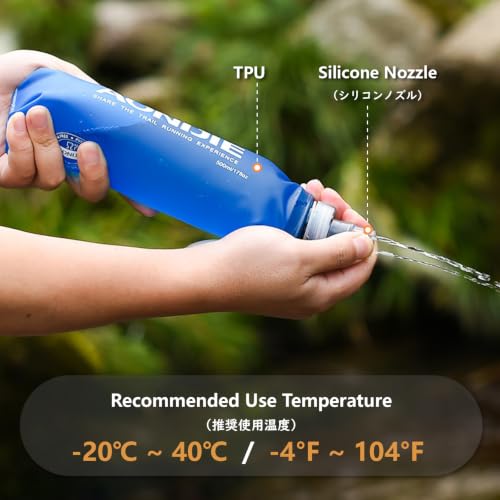JEELAD Soft Folding Water Bottles TPU Collapsible Flask Ideal for Hydration Vest Running Hiking Cycling Outdoor - color: Black 500ml Handheld Bottle