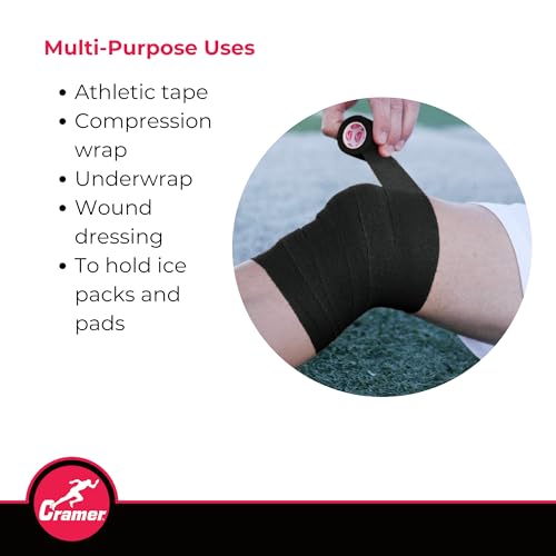 Cramer Eco-Flex Self-Stick Stretch Tape, Cohesive Tape, Flexible Elastic Sports Tape, Athletic Training Supplies, Easy Tear Self-Adherent Bandage Wrap, Bulk Cases, 6 Yard Rolls, Compression Tape - color: Black, size: 2 in x 6 yd - 24 Rolls