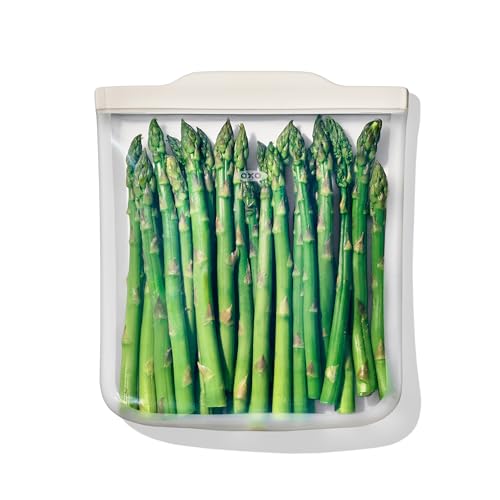 OXO Good Grips Silicone Reusable Bag - Half Gallon Bag (64 oz), Oat - color: Oat, size: Half Gallon (64 oz)
