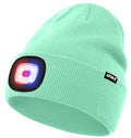 ATNKE LED Lighted Beanie Hat,USB Rechargeable 4 LED Red and Blue Flashing Running Headlamp Cap Gifts for Men and Women - color: #Fruit Green