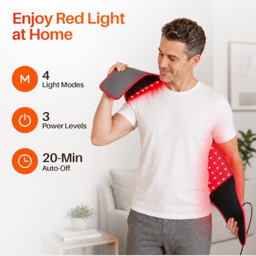 Comfytemp Red Light Belt with 126 LEDs, 660nm & 850nm, 22W(Corded, Red) - color: Red