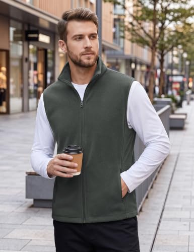 TACVASEN Men's Fleece Vest Winter Casual Vests Outerwear Sleeveless Jacket - color: Dark Gray, size: XX-Large