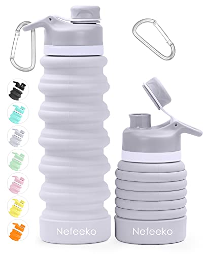 Nefeeko Collapsible Water Bottle, 26oz Silicone Foldable Water Bottles - color: A