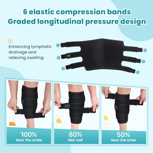 Sylong® Swelling Edema Calf Compression Wrap Adjustable Sleeve For Lower Leg Lymphedema Circulation (M) - size: M