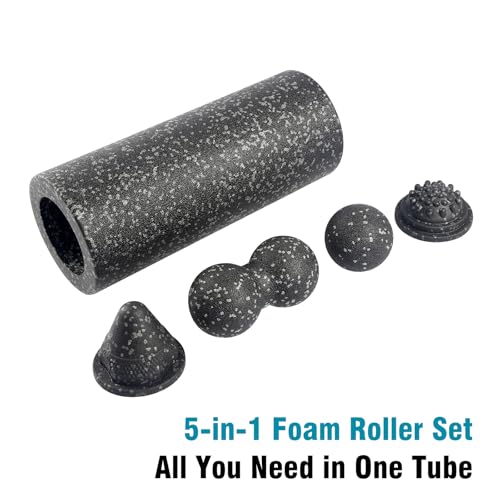 5-in-1 Foam Roller Set for Muscle Recovery – Includes Yoga Roller, Massage Ball, Peanut Ball, Cone, and Acupressure Disc – for Back, Legs, and Full Body Relief