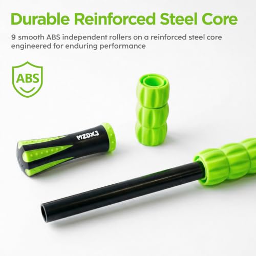 Muscle Roller & Massage Roller Stick for Athletes - Lymphatic Drainage Support, Relieves Muscle Soreness, Cramping & Tightness - Targets Legs, Arms, Back & Calves （Green） - color: Green Wheel