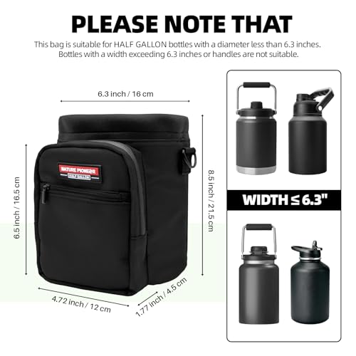 NATURE PIONEOR 26-128 oz Insulated Water Bottle Carrier Holder with Strap - color: Black, size: Half Gallon YETl