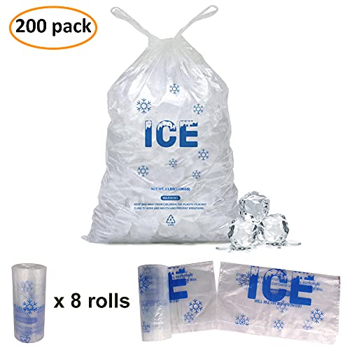 200 PACK 8 lb. Plastic Drawstring Ice Bags 11 x 19 Inch Heavy-Duty Ice Bags with Plastic Draw String (2mil Thickness) - style: 11x19inch(200pack)
