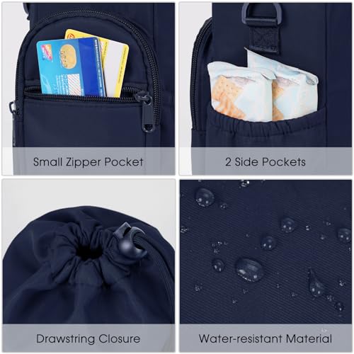 sportsnew 40oz Insulated Crossbody Water Bottle Sling Bag w/Phone Pocket - color: Navy Blue