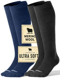 Silky-Soft Merino Wool Compression Socks 15-20 mmHg for Women & Men 2 Pairs - color: 2 Pairs - Classic Dark, size: Small-Medium