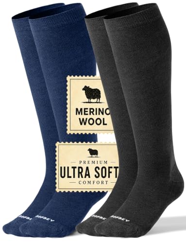 Silky-Soft Merino Wool Compression Socks 15-20 mmHg for Women & Men 2 Pairs - color: 2 Pairs - Classic Dark, size: Large-X-Large