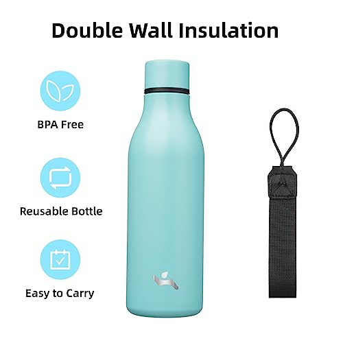 Konokyo 10 oz Tumbler with Handle and Straw, Insulated Travel Mug - color: Turquoise, size: 18 Ounces