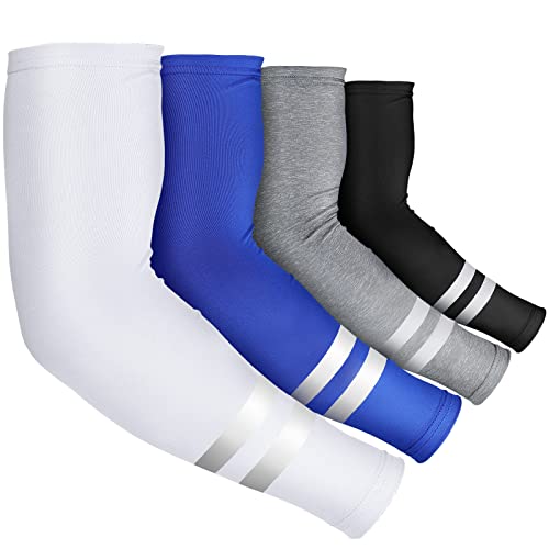 Geyoga 4 Pairs Arm Sleeves for Men Women - color: Black, White, Light Gray, Blue
