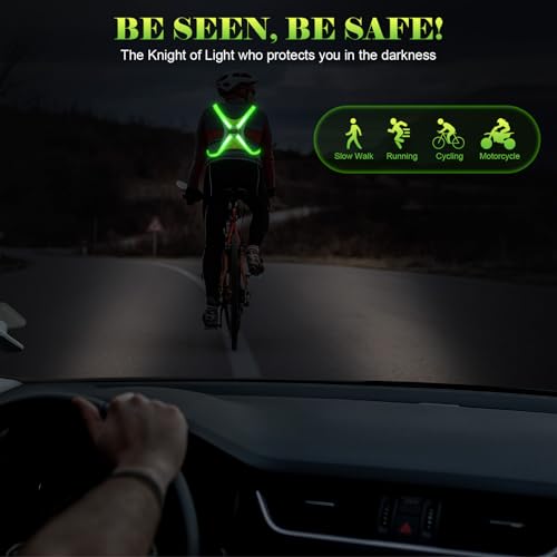 LED Reflective Vest, Light Up Running Vest, Rechargeable Reflective Running Gear for Walking Running Cycling at Night, Adjustable for Men Women - size: Large