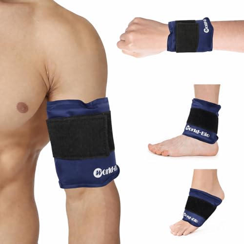 Reusable Gel Ice Pack Wrap for Ankle Upper Arm Injuries with Strap, 9x4.5''