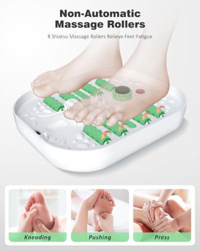 SPA4PIEDS Collapsible Heated Foot Spa Bath with Bubble, Foot Soaking Tub Featuring 8 Shiatsu Rollers, Pumice Stone and Built-in Timer for Mom, Dad and Foot Relaxation (Light Green) - color: Light Green