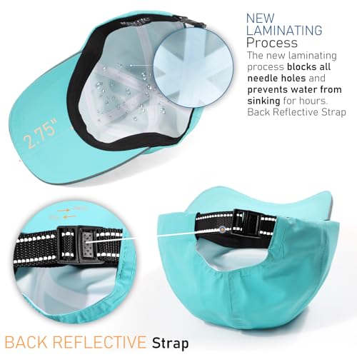 Waterproof Baseball Cap for Men Women UPF 50+ Quick-Dry Running Golf Hat - color: Light Aqua