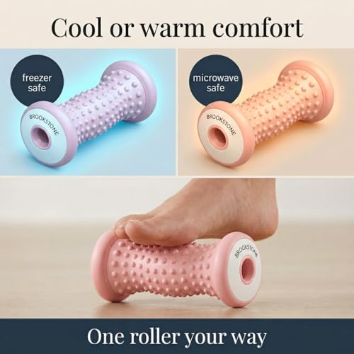 Brookstone Foot Roller Massager Plantar Fasciitis - Hot and Cold Foot Rollers Massage for Tension Relief - Microwave & Freezer Safe - Relax The Muscles with Plantar Fasciitis Roller (Blush Pink) - color: Blush Pink