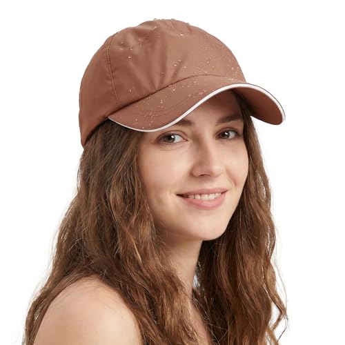 Waterproof Baseball Cap Running Hat Mens Womens Rain Hat Quick Dry Golf Hat with Sweatband Outdoor Breathable Sports Cap - color: Caramel