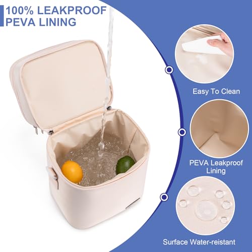 Breastmilk Cooler Bag with Ice Pack Fits 6 Baby Bottles Up to 9 Ounce, Double Deck Leak-Proof Baby Bottles Bag with Shoulder Strap for Nursing & Working Mom, - color: Pearl White