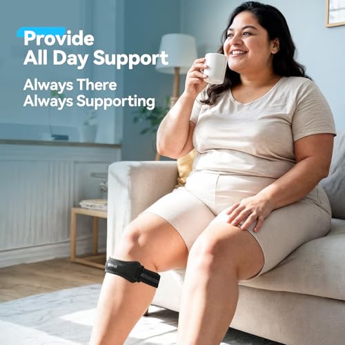 AGPTEK Plus Size Knee Brace for Women & Men, Pain Relief Patella Tendon Knee Strap 1 Pack, Adjustable Knee Support Band for Running Weightlifting Baseball Tennis Volleyball Jogging Bicycle Climbing, 20.87-27.56in - size: XL-1pcs
