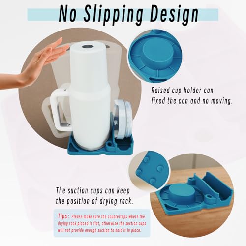 Bottle Drying Rack for Stanley Cup, Food Grade Silicone Holder Stand for Water Bottle, Tumblers, Cups, Mugs, Glasses(Blue)