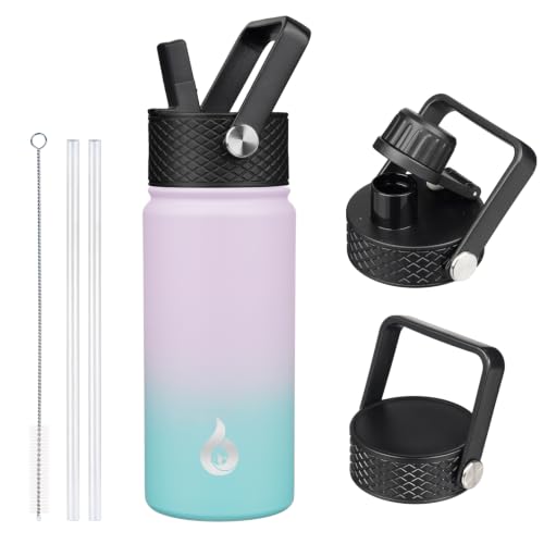 BJPKPK 18oz Insulated Water Bottle with Straw Lid, Stainless Steel Bottle - color: Lavender Green, size: 18 Ounces