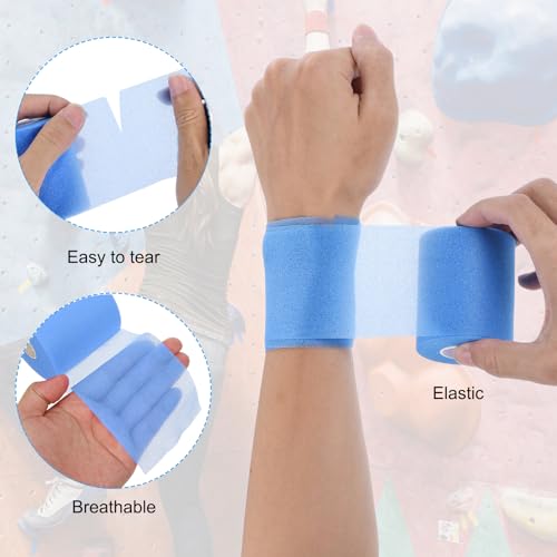 PATIKIL Foam Pre Wrap Athletic Tape 2.75 Inch x 30 Yards, 4 Rolls Non-Adhesive Prewrap Headbands for Hair Soccer Sport Wrists Elbows Knees Ankles, Sapphire Blue - color: Sapphire Blue