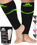 Mojo Compression Socks Footless for Women and Men 20-30mmHg - Extra Wide Plus Size Calf Sleeve - A604 - color: Black/Green, size: 4X-Large