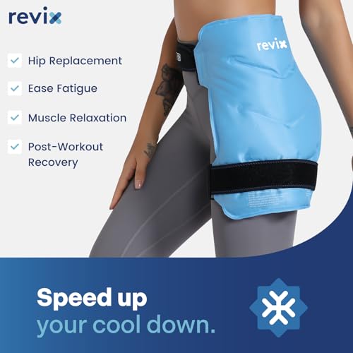 REVIX Ice Pack Wrap for Hip Replacement with Straps, Reusable Gel Cold Pack - color: Blue, size: standard