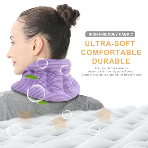 UNCN Long Heating Pad for Neck and Shoulders Back 33 x 5.9inches Microwavable Large Moist Heat Pack Warm Hot Compress Neck Wrap Weighted Bag Massage Reusable Herbal Nature Calming Portable - color: Lavender