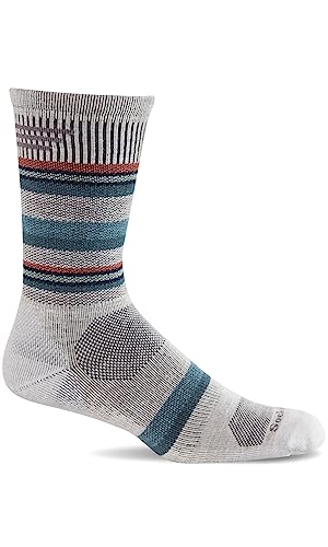 Sockwell Men's Parks Twill Moderate Graduated Compression Crew Sock - color: Natural, size: Medium-Large