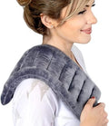 Purple Moon Collection - Microwavable Heating Pad for Neck & Shoulders - 6x16, Gray - Flaxseed Heat Pack - Weighted Hot & Cold Therapy Compress Wrap for Pain Relief, Menstrual Cramps, Sore Muscles - color: Gray