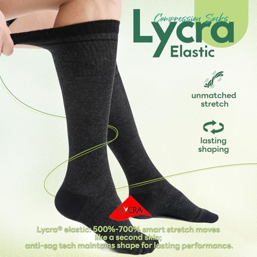 Compression Socks Women & Men 15-20 mmHg for Flying - color: I1-3pairs (Dark Gray&steel Blue&light Gray), size: Large-X-Large
