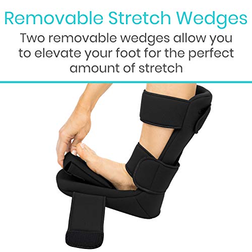 Vive Plantar Fasciitis Night Splint Plus Trigger Point Stretch Wedges - color: Black, size: Large