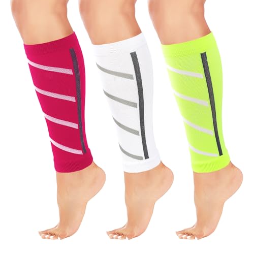Junely 3 Pairs Calf Compression Sleeve for Men and Women - color: Striped01