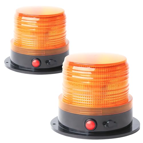 Battery Operated Amber Strobe Beacon Light w/Magnetic Base 2-Pcs - color: 2-Pcs Amber