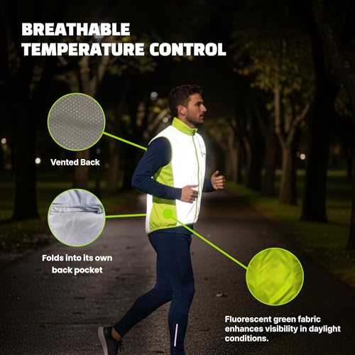 ReflecToes Reflective Running Vest, Hi Vis Cycling Vest, Motorcycle Gilet - size: X-Large, style: Lightweight
