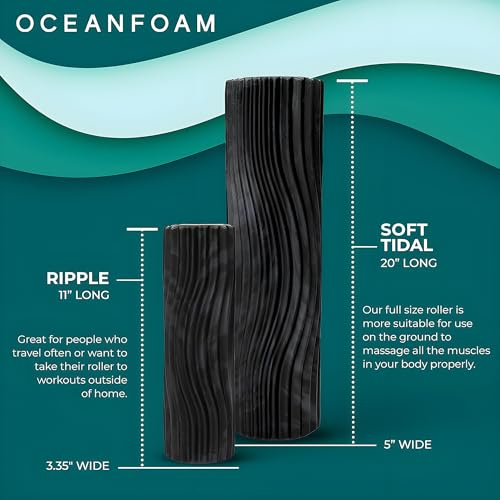 Oceanfoam Soft Tidal Roller - Soft Density Foam Roller (Black & Charcoal) - color: Black & Charcoal Marbled