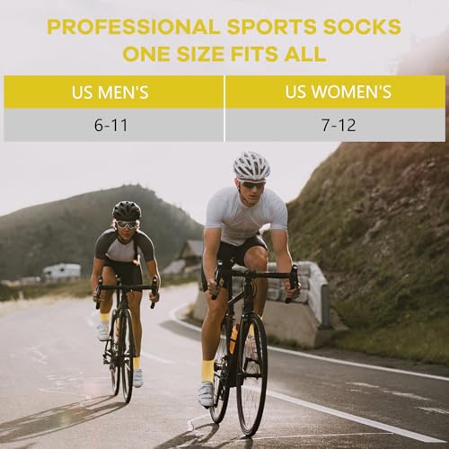 NIcool Cycling Socks For Men, 1/3 Pairs Bright Seamless Compression Running Crew Socks Youth Cushioned Tennis Quarter Socks - color: 3 Pairs Mustard