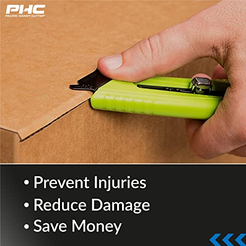 Pacific Handy Cutter S5L Safety Cutter, Left Handed Retractable Utility Knife, Ergonomic Film Cutter, Bladeless Tape Splitter, Steel Guard, Safety, Damage Protection, Warehouse & In-Store Cutting, Red