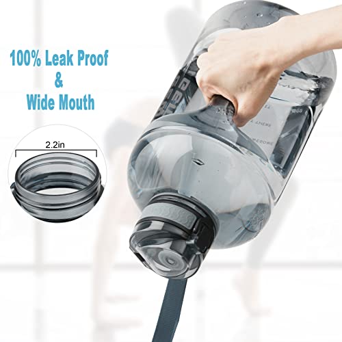 GEMFUL 3L Water Bottle with Measurements & Straw 100oz Leakproof Jug (Grey) - color: Grey, size: 3 L