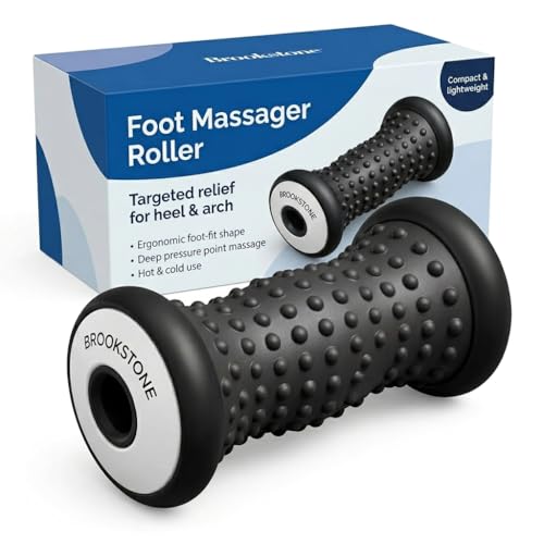 Pink Sky Brookstone Foot Massager Roller for Plantar Fasciitis Relief, Portable Deep Tissue Foot Roller Massage Tool, Relieves Arch and Heel Pain, Hot & Cold Massage, Pressure Point Reflexology Tools