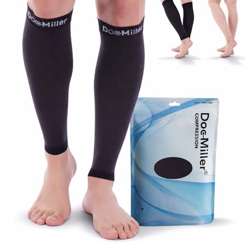 Doc Miller Calf Compression Sleeve for Petite Women & Men, 15-20 mmHg - color: Black, size: XX-Large