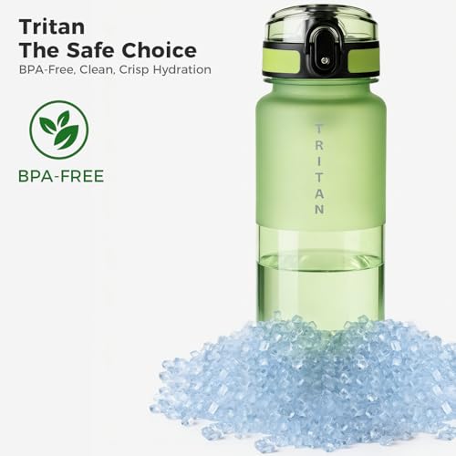 32oz Clear Tritan Water Bottle with Chug Lid - color: Green