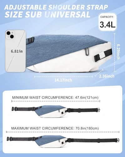 Fanny Pack For Women,Crossbody Sling Bags For Women,Waist Packs For Men,Belt Bags Travel Fanny Pack,Casual Daypack Shoulder Bag Running Tactical Man Purse - color: A1-Blue White